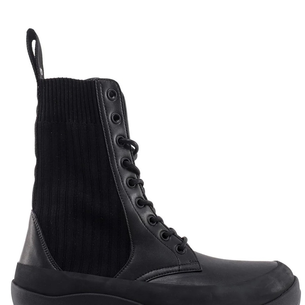 Stella McCartney Black Combat Moto Boots with Chunky Platform
